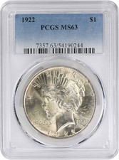 1922 Peace Silver Dollar MS63 PCGS