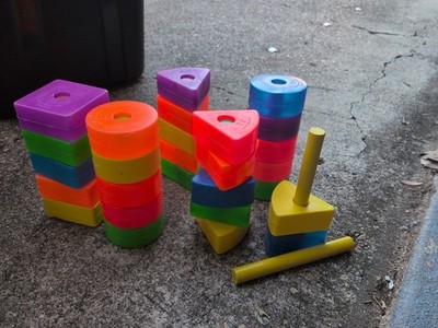Vintage Fisher Price 666 Creative Blocks  27 Pc Dowel & Shapes 