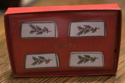 Vtg Spode Christmas Tree Place Card Holders Dinner Holiday 1Set Of 4 Box - Image 1 of 4