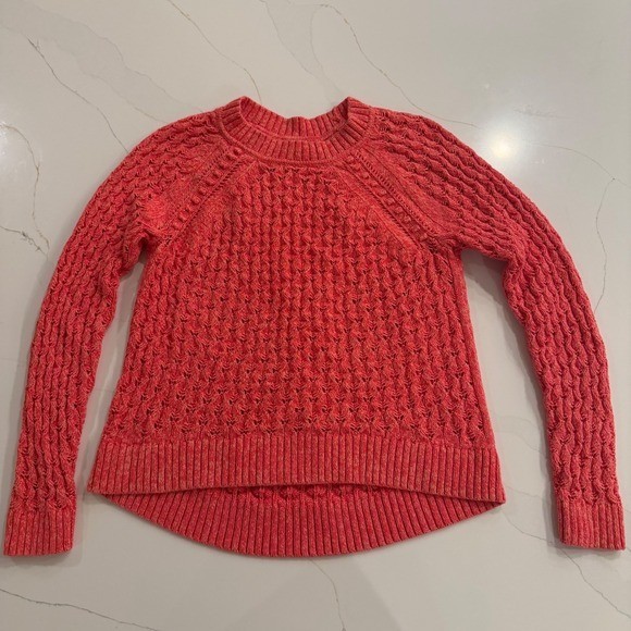 LOFT Coral Textured Knit Sweater Long Sleeve Crew Neck Women's Size M