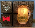 Vintage Budweiser Beer Mug On Draught Lighted Light Up Sign 1970s Man Cave Rare