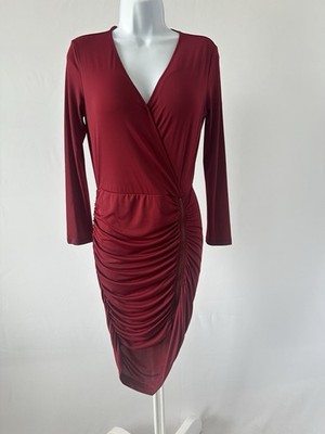 BCBG Max Azria Maroon Ruched Bodycon Dress, Sz S Sexy Cocktail (b22)