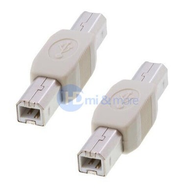 USB 2.0 B Male to B Male USB Connector Adapter - LOT of 2