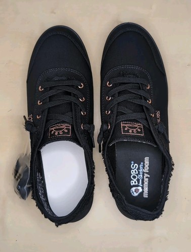 Skechers Bobs B süße Damenschuhe 10 schwarz Canvas Slipper niedrig Sneaker neu - Bild 8 von 8