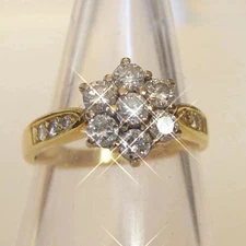 3Ct Round Cut Lab Created Diamond Cluster Engagement Ring 14K Yellow Gold Plated