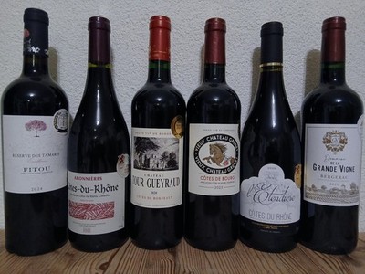 (8,00  / 1l) 6 Fl. prämierte französische Rotweine Bordeaux, Bergerac, Rhône Top