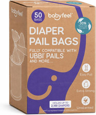 Diaper Pail Bags Compatible with Ubbi Diaper Pails, 50 Count