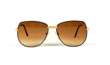 VTG 1980s Logo Paris SUNGLASSES SQUARE METAL Art Deco Gold SHADES NOS