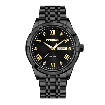 PINDOWS Men s Watch Diamond Business Dress Analog Quartz Wristwatch Luxury