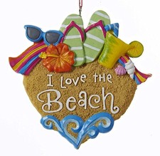 I Love The Beach Sandals Sunglasses Shells Christmas Ornament