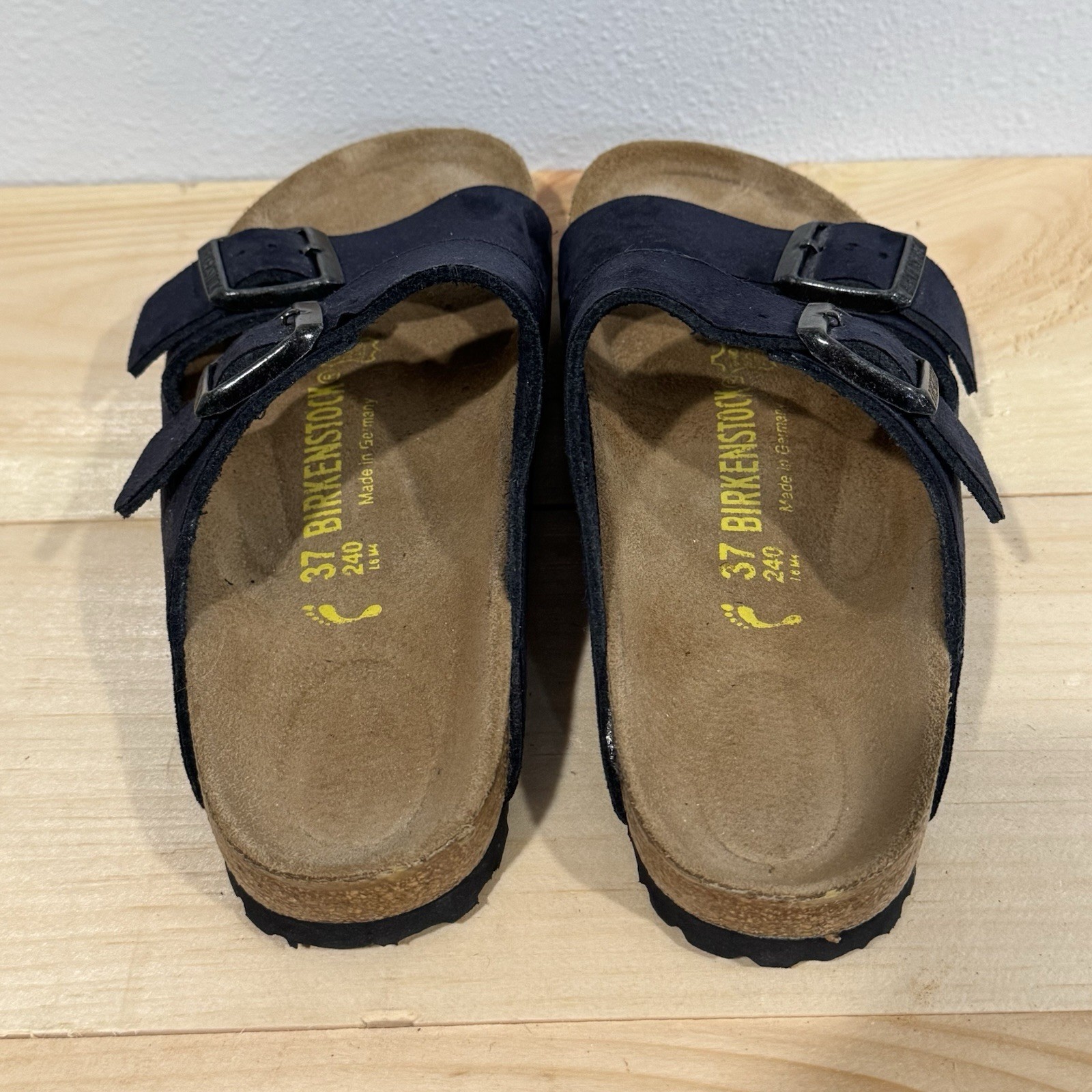 RARE NIB Birkenstock Arizona Double Strap Navy  Nubuck Sandals Sz 37 L6 M4 W/Box image 5