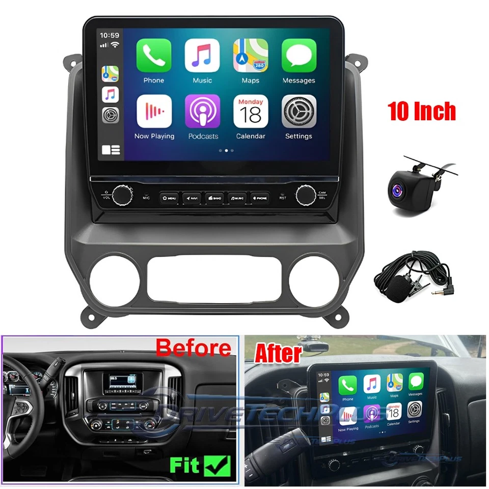 Carplay Car Stereo Radio For 2014 2015 2016 2017 2018 Chevy Silverado GMC Sierra - Image 2 of 4