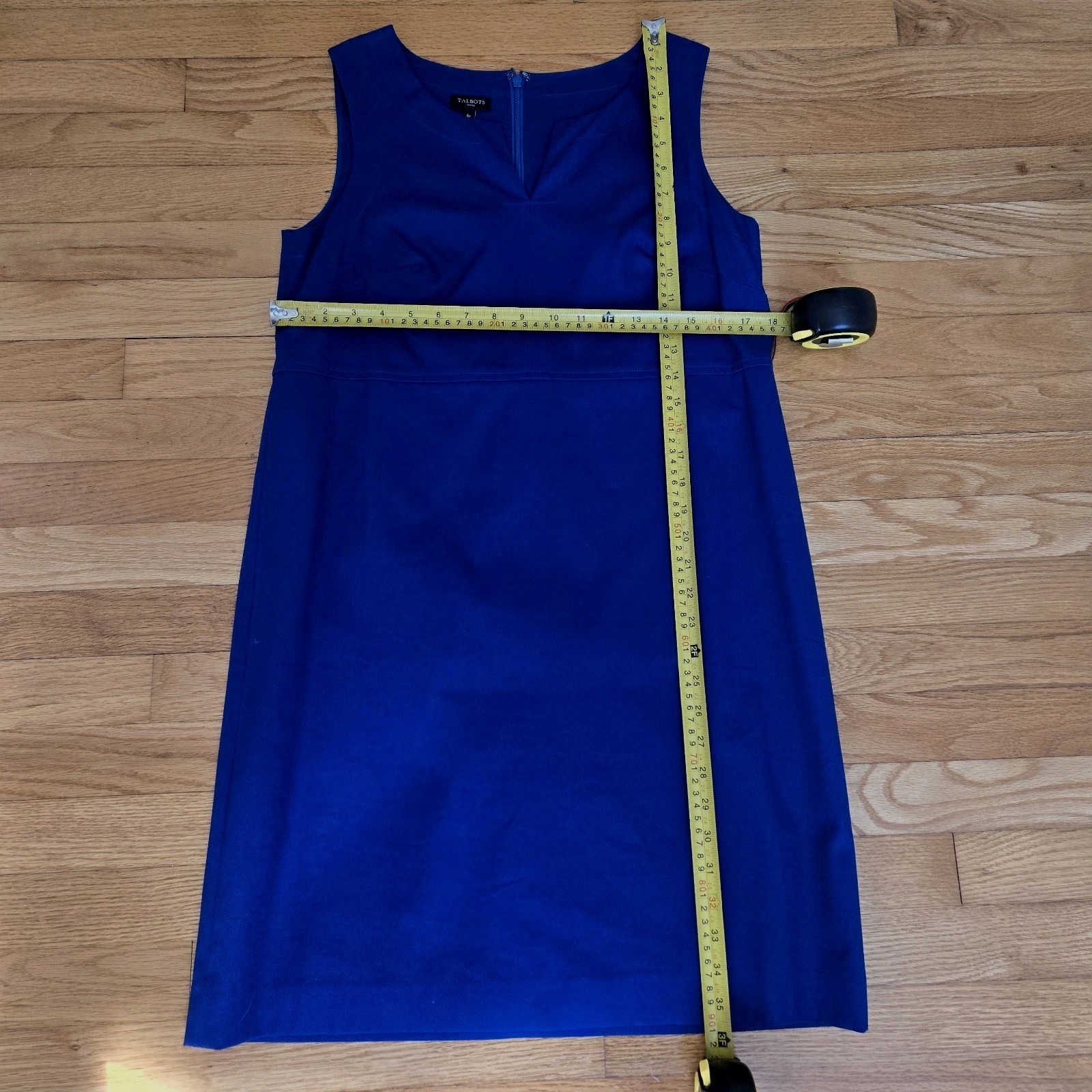 Talbots Blue Sleevless Lined Cotton Shift Dress 8P - image 6