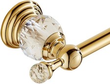Gold Towel Bar Adjustable Crystal Towel Holder Golden Finished Bathroom Single