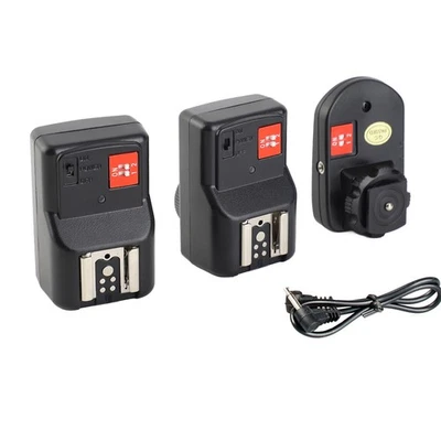 MARKENLOS Andoer PT-04GY 4-Kanal Wireless Blitzauslöser 1 Sender 2 Empfänger Schwarz