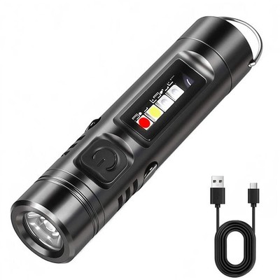 Keychain LED Flashlight Multi-function Type-C Charging Magnetic Warning Lamp