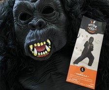 Youth GORILLA Jumpsuit COSTUME L 10-12 NEW Life-Like APE MASK HANDS Primate 1pc