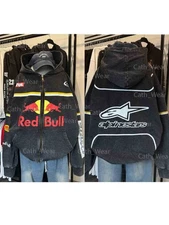 Retro Red Alpinestars Racing Zipper Washed Hoodie MotoGP World Champion Redbull