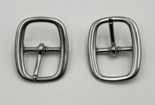 1.5" Silver Single Prong Belt Buckle Oval Center Bar Buckles Pack of 2 