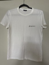 Jacquemus Cursive Logo White Cotton T Shirt/ M