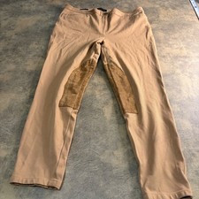 Talbots Skinny Ankle Pants Womens 14 Tan Equestrian Suede Patch Horse Riding