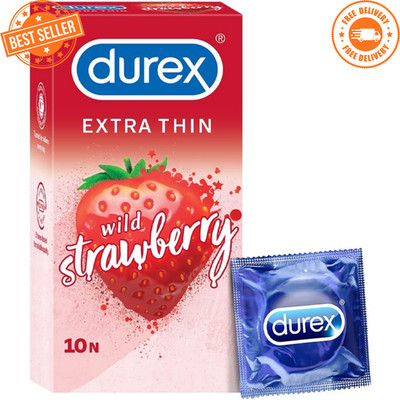 Durex Extra Thin Strawberry Flavoured Condoms Ultra Sensitive 10 Count NEW