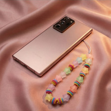 Rainbow Phone Charm Mixed Beaded Strap Colorful Pearl Mobile Chain Cute Lanyard
