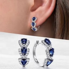 Women Heart Shiny Earrings Simple Synthetic Zircon Earrings Crystal Rhinestone  