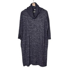 Gap Softspun Marled Cowl Neck Sweater Dress Blue Gray Size LP Knee Length