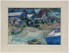 Pauline Plummer (b.1933) - Contemporary Oil, Boats on the Shore