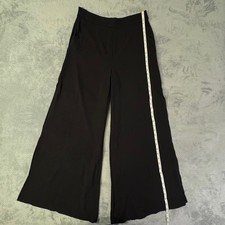 XL High Waisted Dressy Shein Black Flowy Wide Leg Pants Side Slit to Knee       