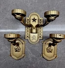 Vintage Set 3 Soviet USSR Stalin Empire Wall Sconces Hammer Sickle Stars 1950s