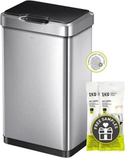 EKO Mirage-T 50 Liter/13.2 Gallon Touchless Rectangular Motion Sensor Trash Can