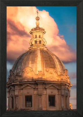 Gerahmtes Wandbild Poster Leinwanddruck Bild Sonnenuntergang Römische Basilika
