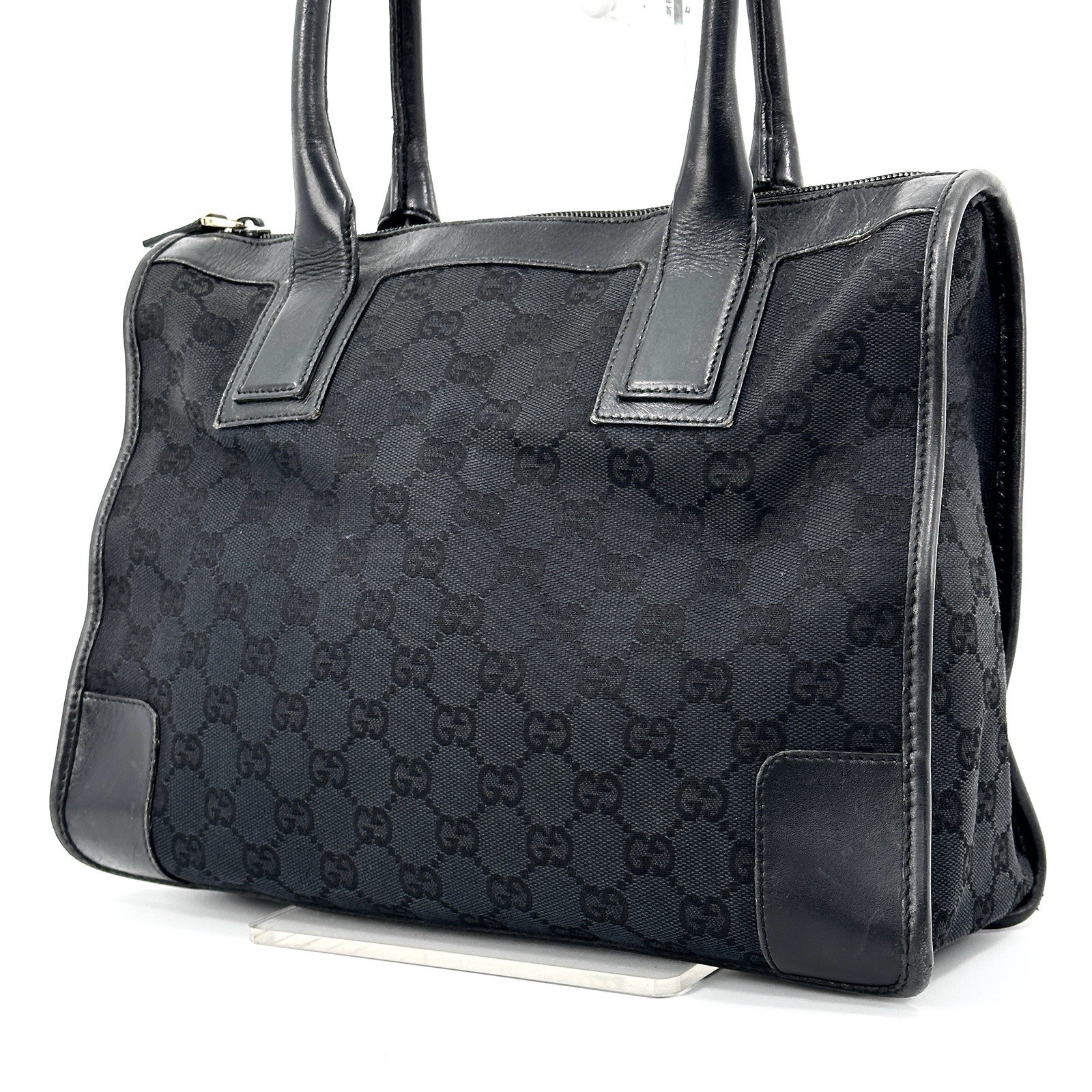 GUCCI GG Canvas Black Tote Bag Authentic Japan