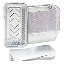 50 Pack Aluminum Foil Loaf Pans with Lids, Disposable 2 Lb Tin, 8.5 x 4.5 In