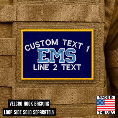 Custom EMT Department Embroidered Patch - 2'' X 3'', Hook & Loop, EMT Medic