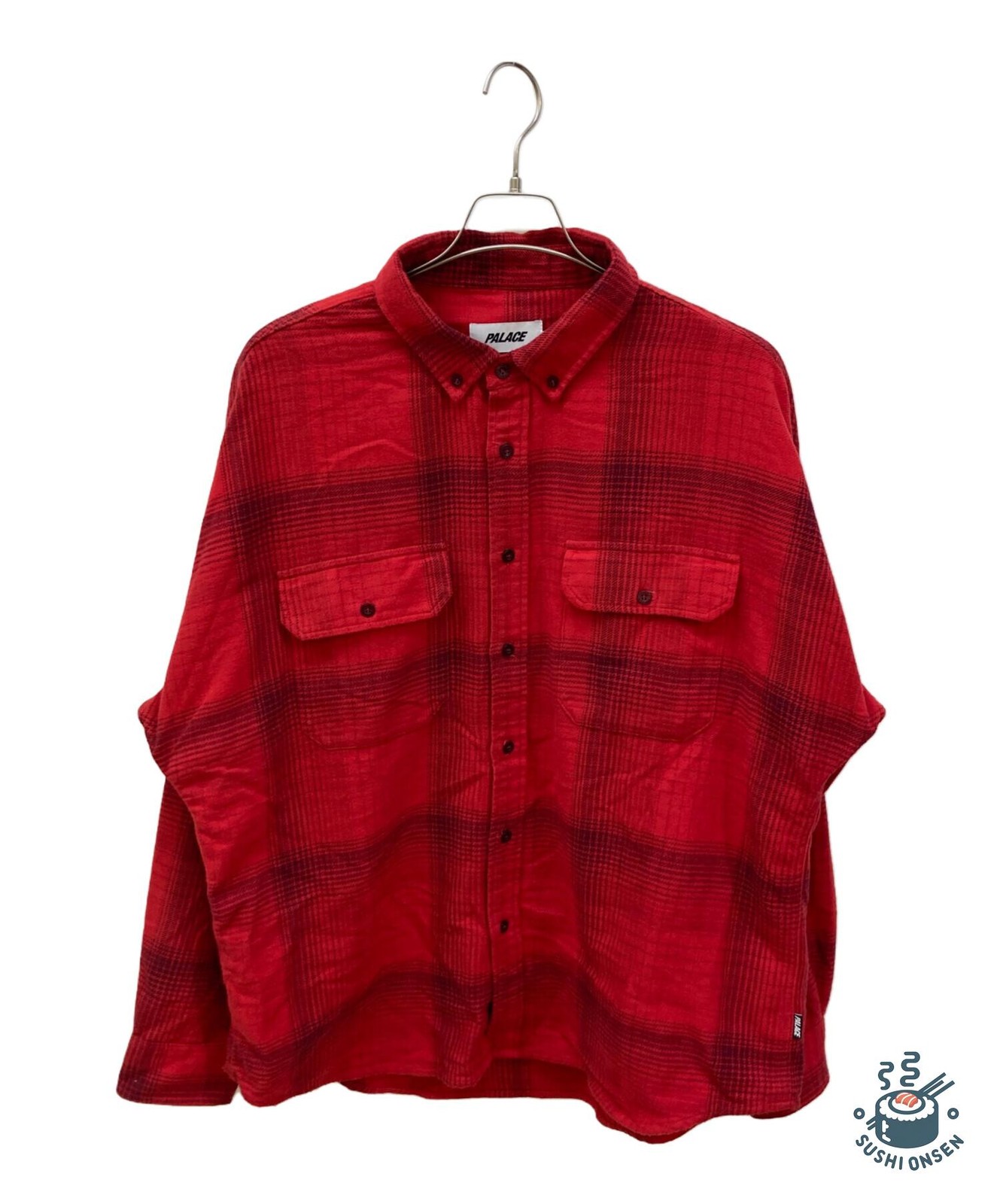 PALACE BRUSHED FLANNEL DROP SHOULDER SHIRT Size: XL Red Men