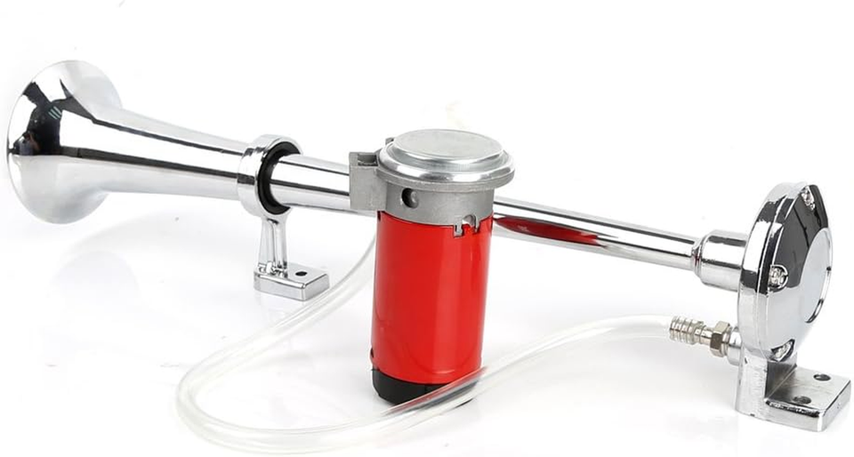 Tromba Ad Aria Doppia Marinco Per Nautica - 12V, Ottone Cromato, 121 DB, Compressore Incluso, Conforme ABYC/NMMA
