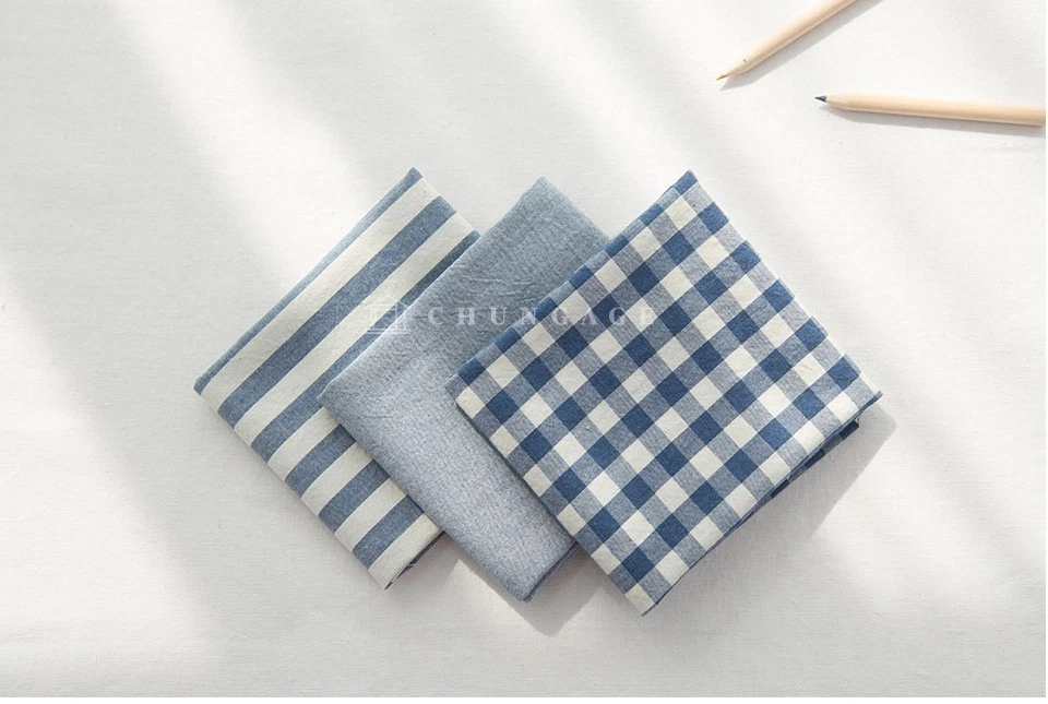 Navy Gingham Cotton Fabric Precuts Bundle Patchwork Quilting Scraps 8mm - Image 2 of 4