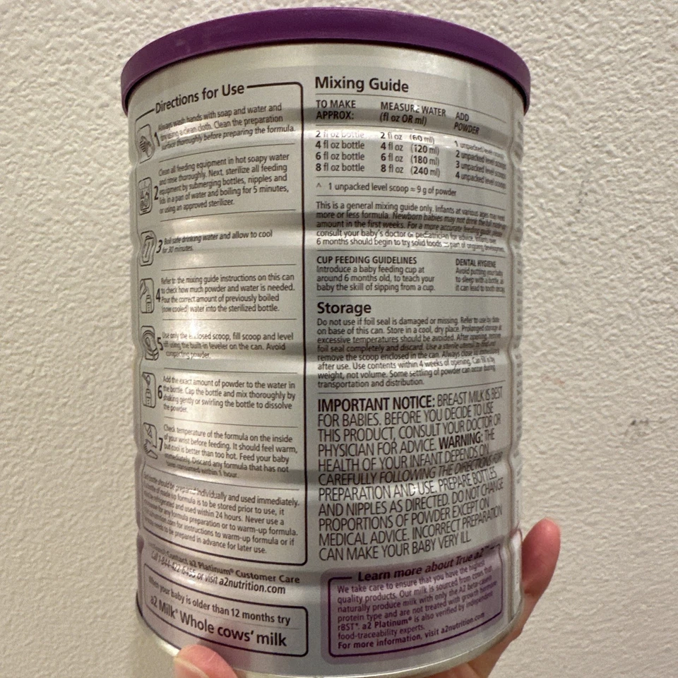 Fórmula infantil A2 Milk Company Platinum 0-12 meses 900 g caducidad (25/04/2026) Foto 4 de 4