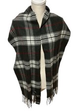 Cashmink Fraas Winter Scarf Gray Plaid Black Red Ivory Tassels Germany