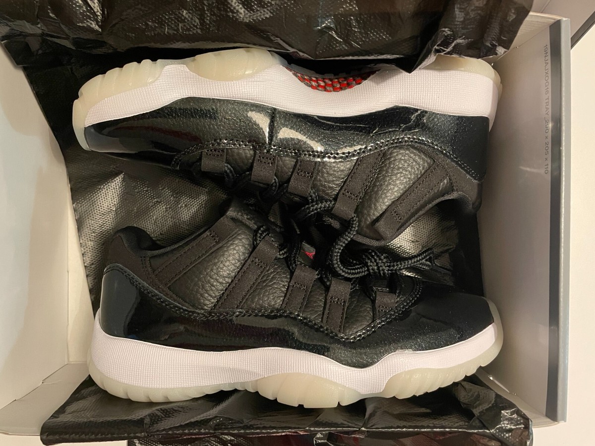 Jordan 11 Low 72-10 2022 Black Gym Red Size 4.5 Men' s- NIB Brand