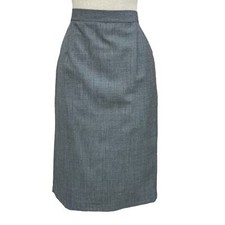 Giorgio Armani Skirt Women's 10 Grey 100 Virgin Wool Knee Length Pencil Italy