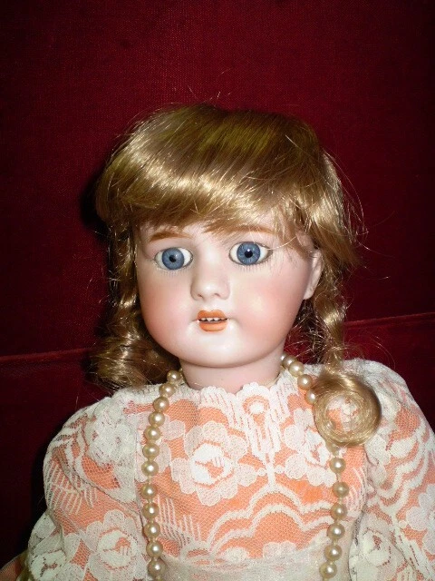 G. PERRUQUE POUR Poupee Ancienne Porcelaine Blonde Tour De Tete 29/30