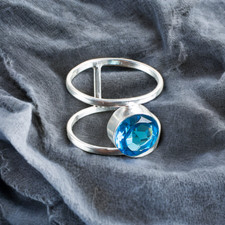 Blue Topaz Gemstone 925 Sterling Ring Handmade Jewelry Ring For Gift