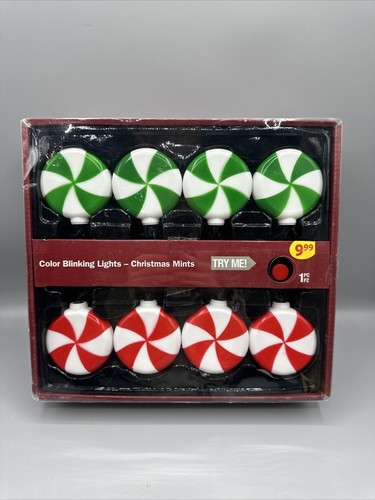 Gemmy Set Of 8 Christmas Color Blinking Lights Plays Music WORKS See Video