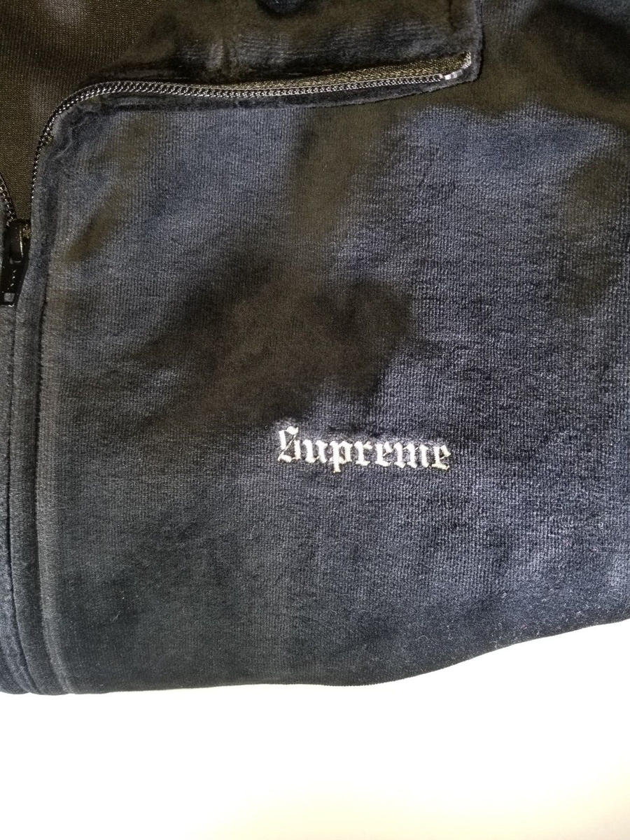 2022 Supreme Studded Velour Track Jacket Black w/ White trim 2022 Supreme Studded Velour Track Jacket Black w/ White trim