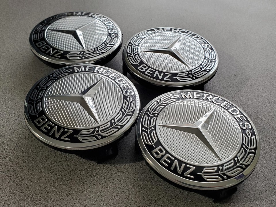 Set of 4 75MM Wheel Center Rim Caps Hubcaps for Mercedes-Benz AMG Black ...