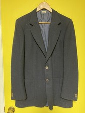  BRIONI Italy Men's 42 Large Black Wool Suit Jacket Metal Buttons VINTAGE 60s 